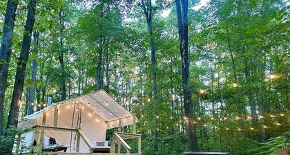 Equipped Glamping Tent with Modern Interior in Shippenville, Pennsylvania