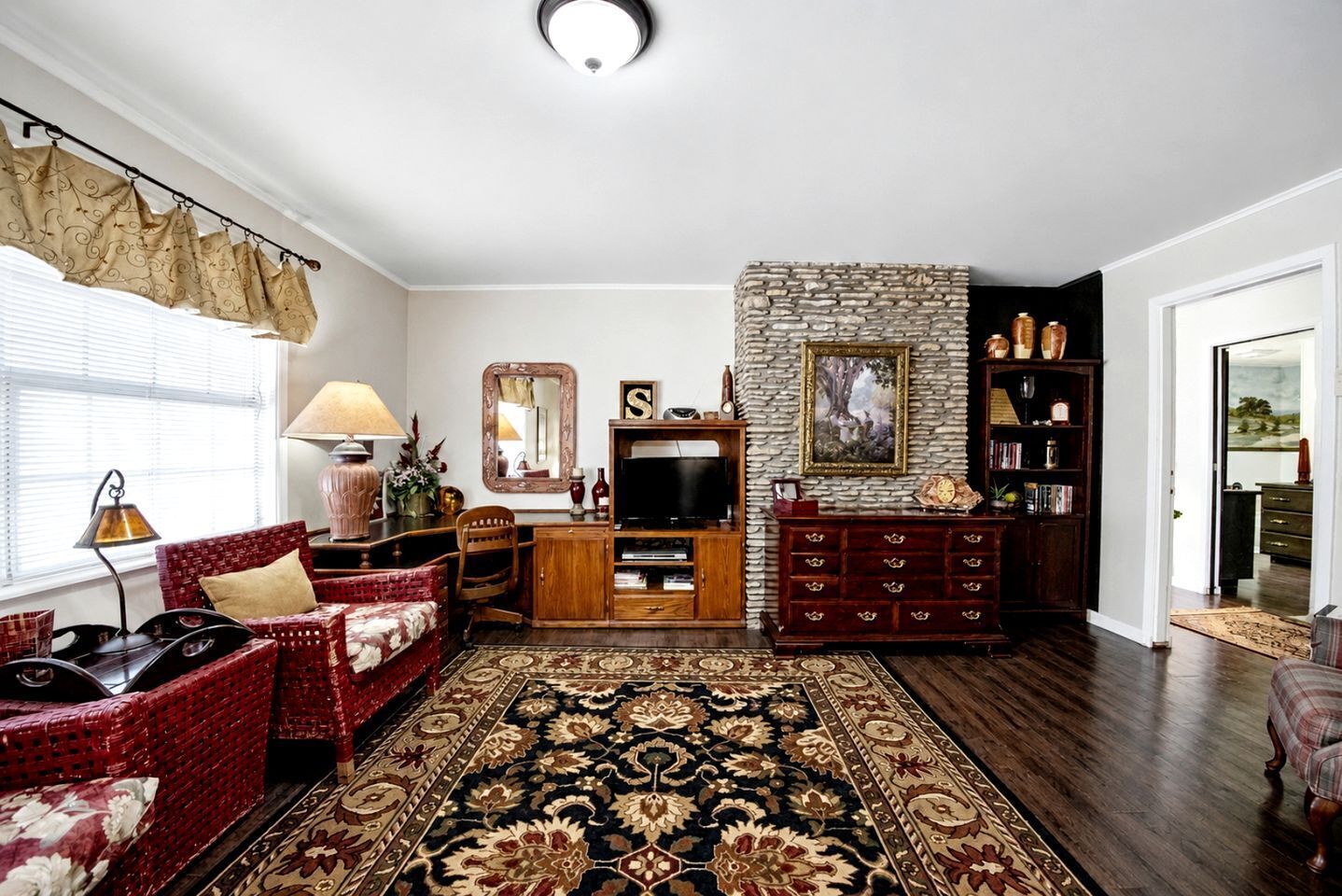 TV, fireplace, DVD player, video library