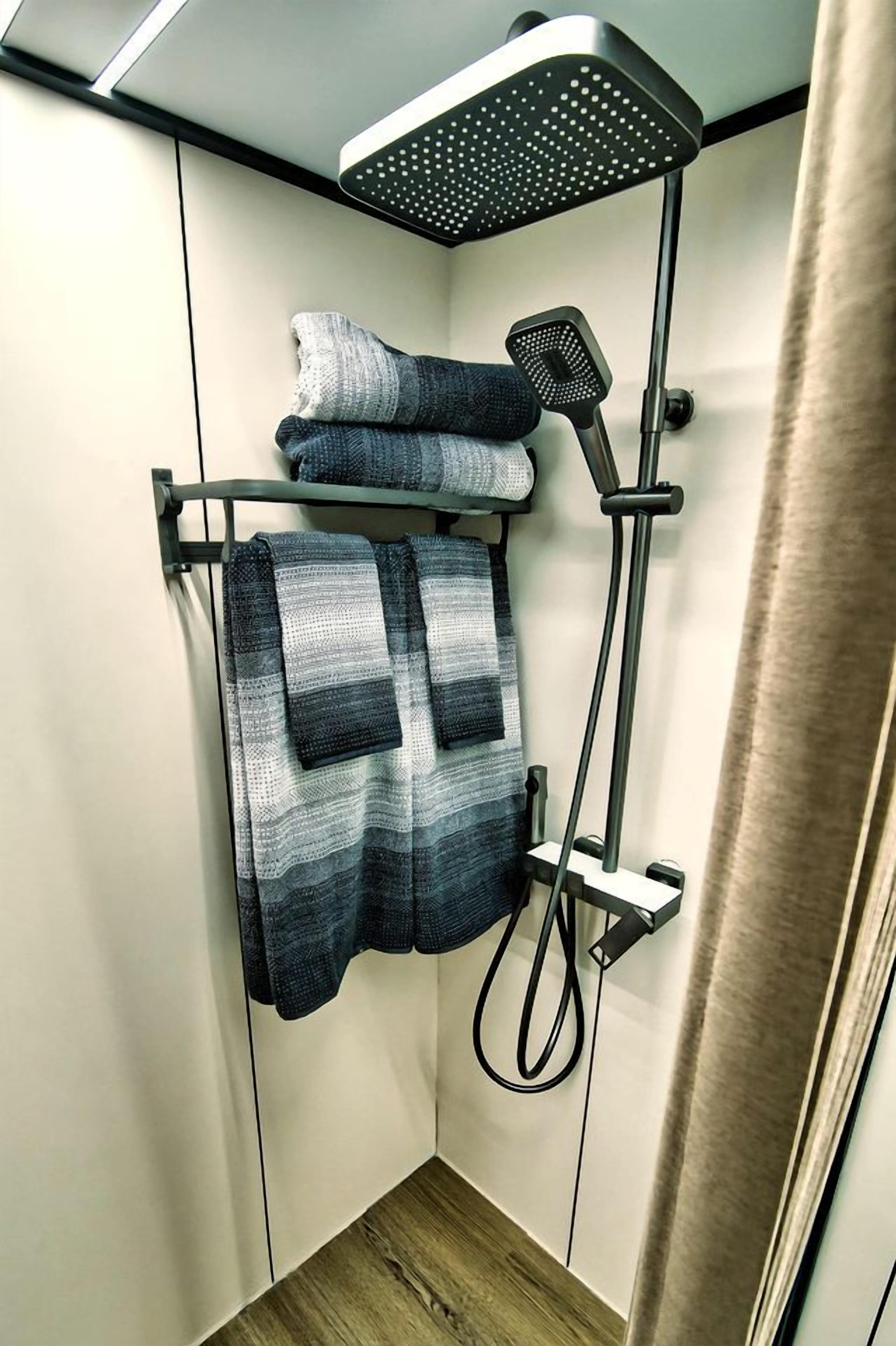 Hair dryer, towels