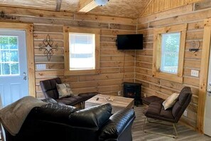 TV - Quaint Cabin with Lofted Interior, Spa and BBQ in Indiana (Birdseye)