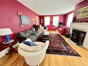 TV, fireplace - Unique Cottage with Great Surroundings in Sunderland, Vermont (Sunderland)