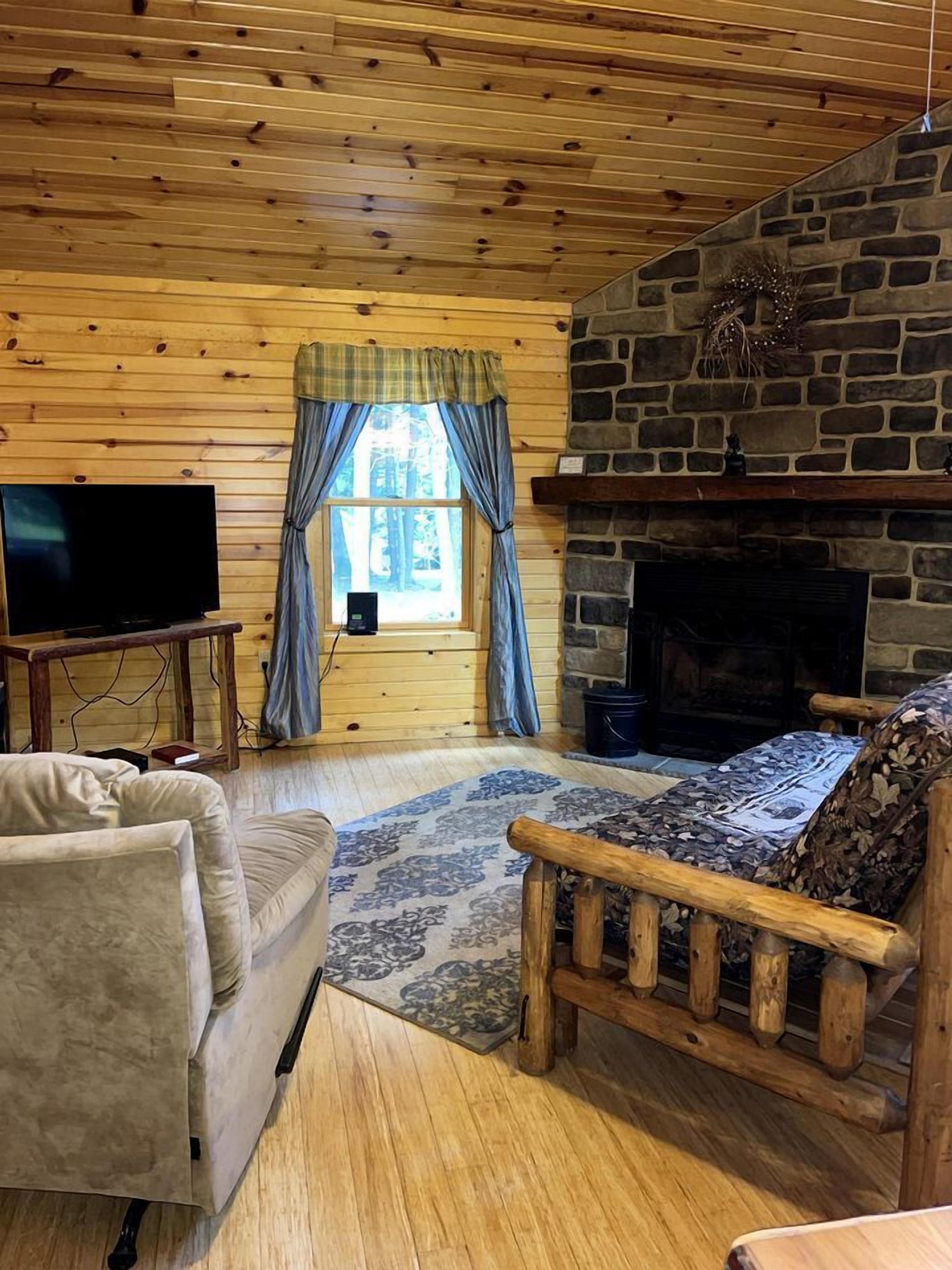 TV, fireplace