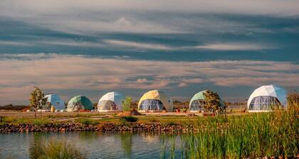 Luminous Cozy Dome with a Barbie Collection Above Bed in Willcox, Arizona