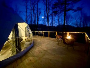Outdoor dining - Luxury Redefined: Todd, NC Dome with Private Hot Tub, Unparalleled Views, and Outdoor Oasis (Todd)