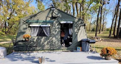 Comfortable, Pet Friendly Glamping Tent near Lake Charleston in Ashmore, Illinois