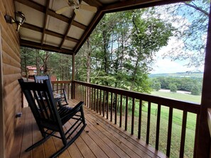 Terrace/patio - Furry Friends and Fields: Pet-Friendly Cabin with Unique Views in Sparta, TN (Sparta)