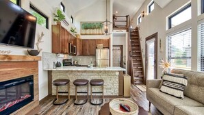 TV, fireplace - Luxury Tiny House Only for Adults in North Carolina (Waynesville)