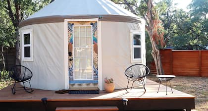 Colorful and Fully Equipped Yurt by Lake Travis For an Unforgettable Lakeway Glamping Escape, Texas
