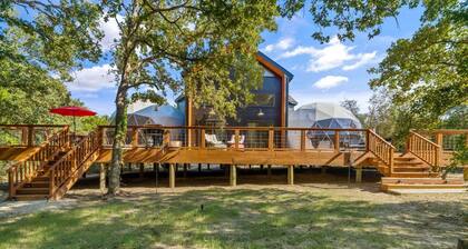 Spectacular Two Domes and Lofted Cabin Union with Breathtaking Deck and Indoors in Elgin, Texas