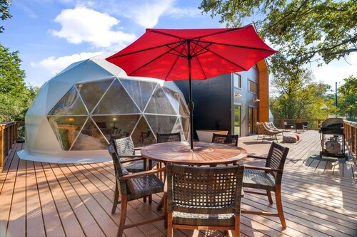 Spectacular Two Domes and Lofted Cabin Union with Breathtaking Deck and Indoors in Elgin, Texas