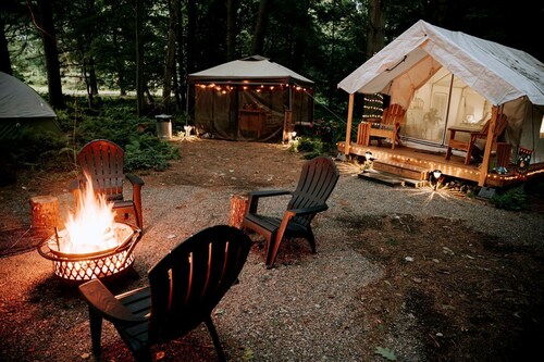 Serene Safari Tent For a Glamping by Getaway Rickett's Glenn State Park Nestled in the Heart of Huntington Mills, Pennsylvania