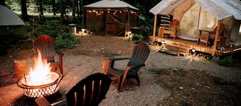 Serene Safari Tent For a Glamping by Getaway Rickett's Glenn State Park Nestled in the Heart of Huntington Mills, Pennsylvania