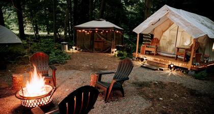 Serene Safari Tent For a Glamping by Getaway Rickett's Glenn State Park Nestled in the Heart of Huntington Mills, Pennsylvania