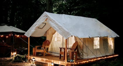 Serene Safari Tent For a Glamping by Getaway Rickett's Glenn State Park Nestled in the Heart of Huntington Mills, Pennsylvania