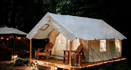 Serene Safari Tent For a Glamping by Getaway Rickett's Glenn State Park Nestled in the Heart of Huntington Mills, Pennsylvania