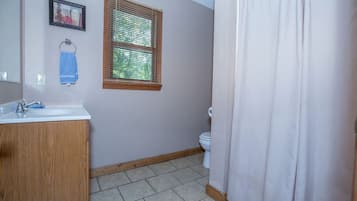 Hair dryer, towels, toilet paper