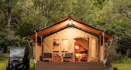Beautiful Safari Tent Nestled Amidst Trees in San Saba, Texas