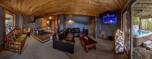 Games room - Experience Hilltop Privacy in a Luxury Log Home with Epic Mountain Views in Lake Placid, NY (Lake Placid)