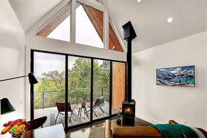 TV, fireplace - Beautiful Cabin with Incredible Design and Starrynight in Wimberley, Texas (Wimberley)
