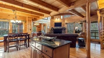 Televisión y chimenea