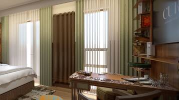 Caixa forta a l'habitació i escriptori