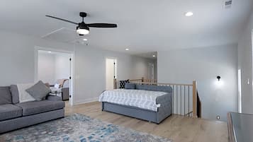4 bedrooms, desk, iron/ironing board, travel crib