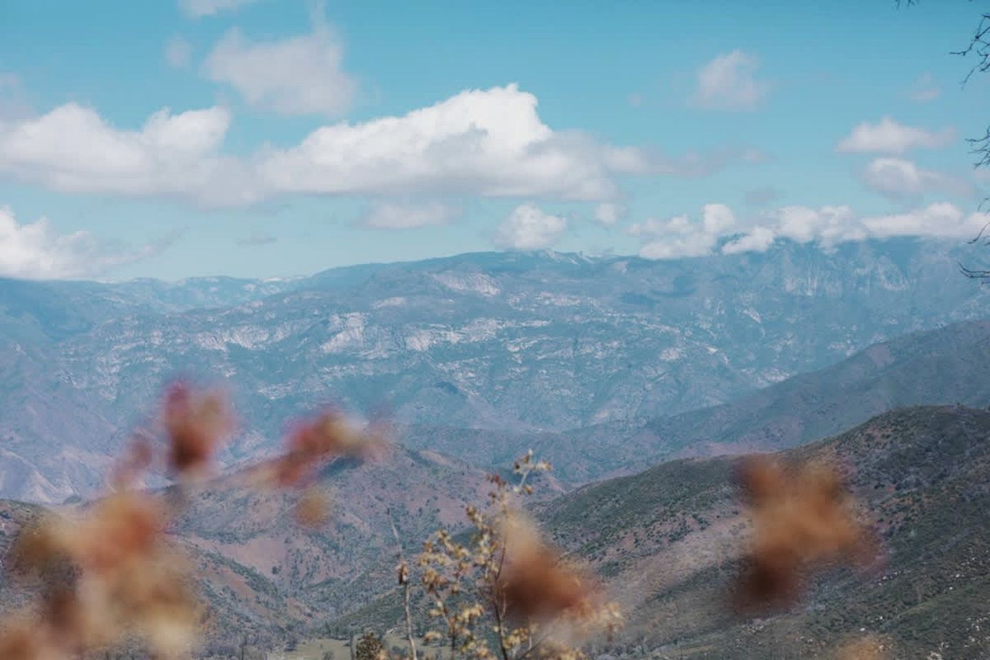 A mountainous landscape with a clear sky.