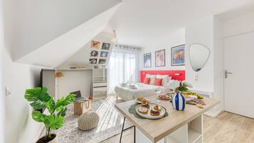 1 chambre, fer et planche Ă repasser, Wi-Fi, draps fournis