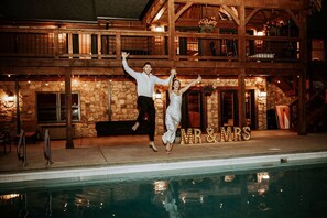 Pool - Luxurious Cabin Retreat with Heated Pool and Scenic Creek Views in Wayne Township, IN (Wayne Township)