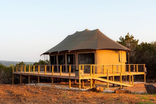 Fully-Equipped Safari Tent Rental in Burnet for Luxury Glamping in Texas