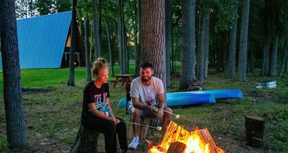 Lofted A-Frame Cabin with Direct Lake Access and Equipped Deck in Michigan