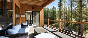 Mountain Cabin with Elegant Chic Interior and Deck in Montana