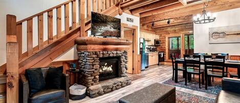 TV, fireplace, video games