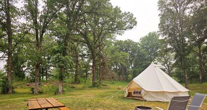 Secluded Waterfront Bell Tent with Picnic Space in Saint Croix Falls, Wisconsin