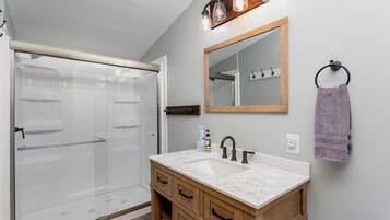 Hair dryer, towels, toilet paper