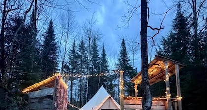 Canvas Bell Tent in the Woods in Hardwick, VT