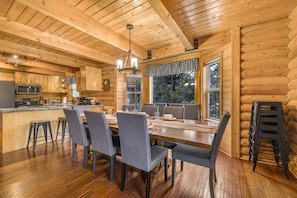 Dining - Wooden Spacious Cabin with Jacuzzi, Game Space and Fire Pit in Idaho (Island Park)