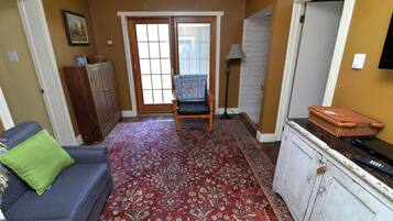 TV, fireplace, DVD player, video library