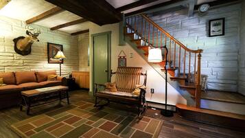 TV, fireplace, DVD player, video library