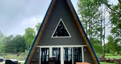 Lakefront A-Frame with Lofted Interior Ideal for Outdoor Activities in Michigan