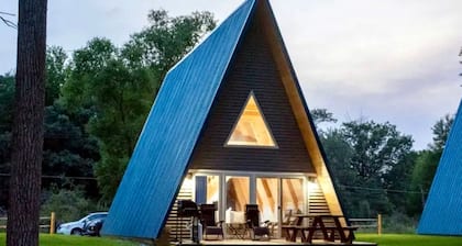 Lakefront A-Frame with Lofted Interior Ideal for Outdoor Activities in Michigan