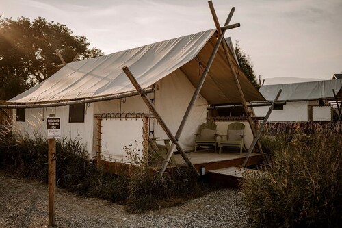 Incredible Safari Tent on a Boutique Glampground for a Fantastic Getaway in Emigrant, Montana