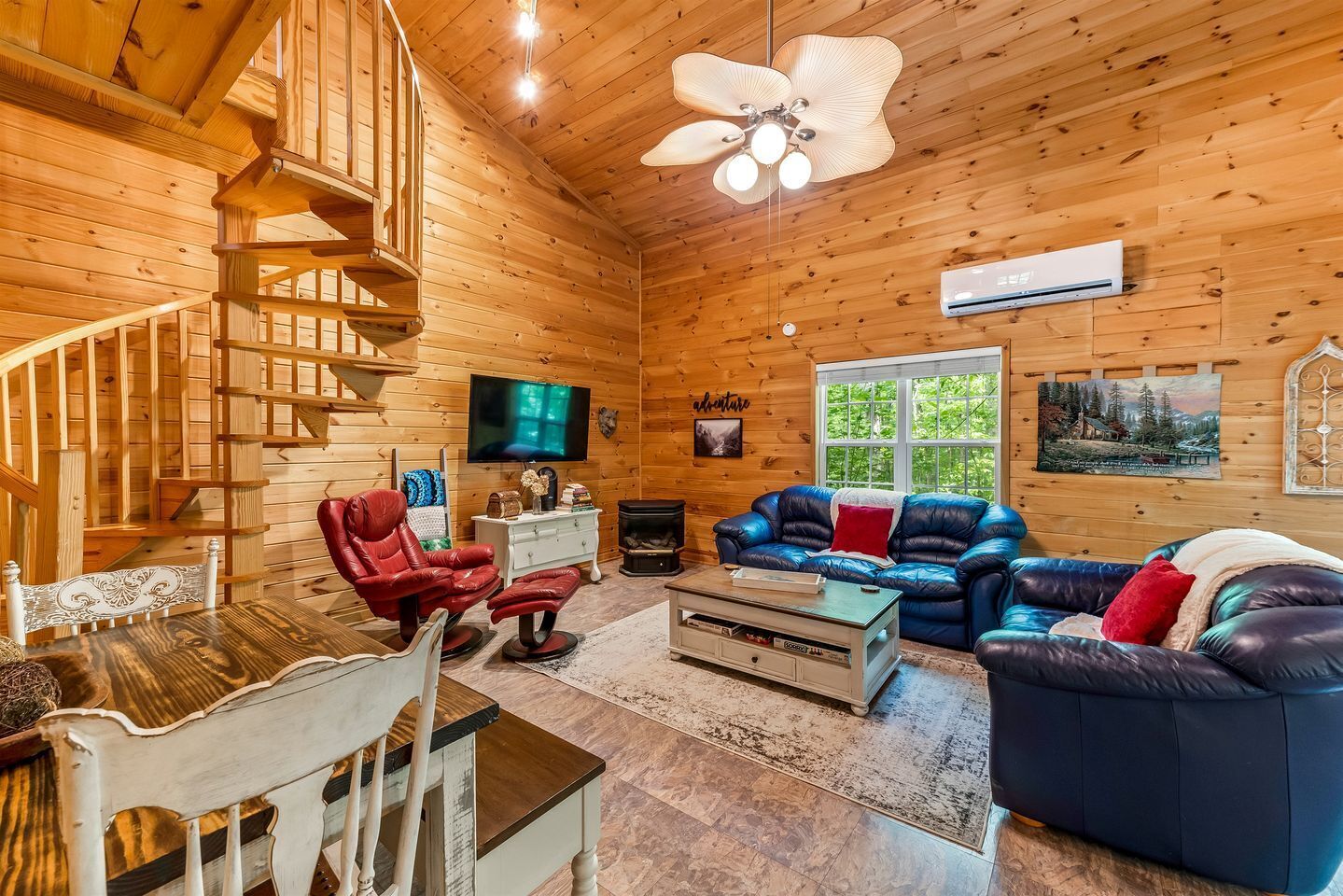 TV, fireplace