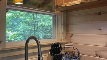 Fridge, microwave, coffee/tea maker, toaster