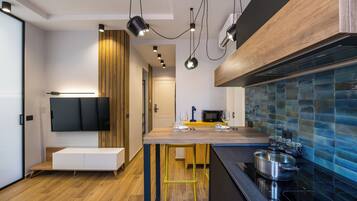 Căn hộ, 1 phòng ngủ | Bếp riêng | Tủ lạnh, lò vi sóng, bếp nấu, ấm điện