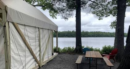 Pet-Friendly Glamping Vacations at this Waterfront Safari Tent in Naples, Maine