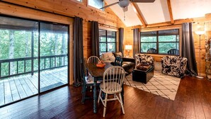 Living area - Spacious Lakeside House with Hot Tub for Glamping in Topton, North Carolina (Topton)