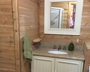 Bathroom - Charming Lakefront Cabin Rental with a Fire Pit near Brownville, Maine (Brownville)