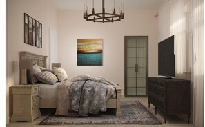 مكتب ومساحة عمل للكمبيوتر المحمول وستائر تعتيم وتجهيزات عازلة للصوت