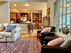 TV, fireplace, books - Hidden Gem with Sprawling Views in Manchester VT - Spacious 5 Bedroom House! (Manchester)